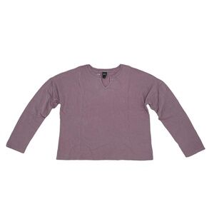 NWT Wild Fable Notched V-Neck Cropped Long Sleeve Purple Shirt Size M Women’s